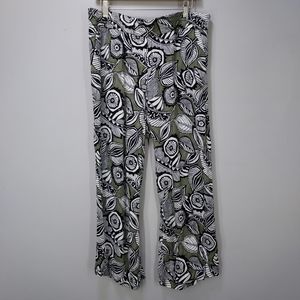 LOFT Leaf Print Lightweight Wide Pants w/ Pockets